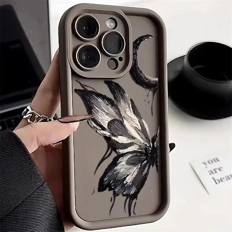 Phone Cases That Cover The Camera - Silicone Painting Butterfly Phone Case For